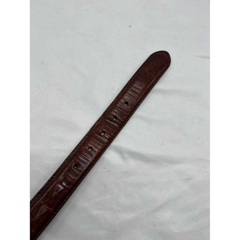 Vintage Fossil Brown Leather Twisted Belt with Brass Buckle - Picture 6 of 8